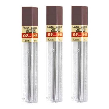 Imagem de 3X Grafite Hi-polymer 0,3mm-hb Pentel