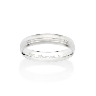 Imagem de Aliança Rommanel Anatômica acetinada Prata 925 810255, Branco, 18