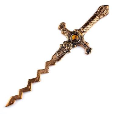 Imagem de Athame Iansa Metal Cobre Velho 16,5 cm Pedra Amarela - Lua Mística - 1