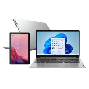 Imagem de Notebook Lenovo IdeaPad 1i Intel Core i3, 4GB RAM, 256GB SSD e Windows 11 - 82VY000TBR + Tablet Lenovo M9 64GB, Tela 9" WVA e Câmera 8MP e 2MP - Prata