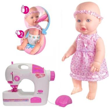 Imagem de Atelie Infantil Maquina Costura De Verdade +Boneca Sapekinha - DM Toys