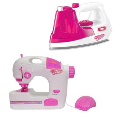 Imagem de Atelie Infantil Maquina Costura De Verdade +Ferro de Passar - DM Toys