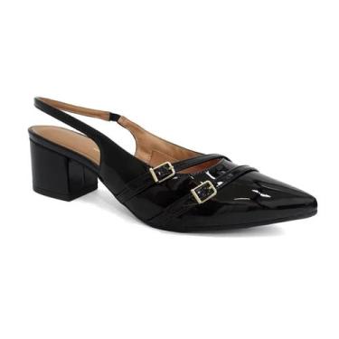 Imagem de Sapato Slingback Feminino Vizzano Scarpin Salto Baixo Elegante Social 