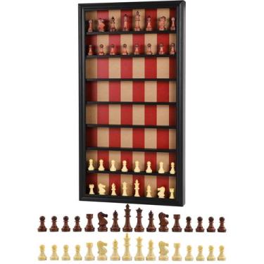 Imagem de Conjunto de jogos de xadrez de madeira montado na parede Wahartoly com