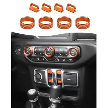 Imagem de Hoolcar Tampa do botão do interruptor de janela Volume Rádio Ar Condicionado Tampa do Botão do Interruptor de Farol Compatível com Jeep Wrangler JL JLU 2018-2025 e Gladiator JT Acessórios, Laranja