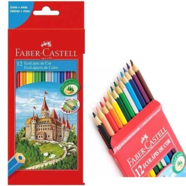 Imagem de Kit 10 Lápis De Cor 12 Cores Faber Castell Ecolápis Sextavado Volta As