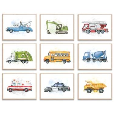 Imagem de uniro Decoração de sala de construção para meninos, impressão de arte de parede de caminhão, decoração de quarto de meninos, lindas impressões de caminhões, fotos de carro, decoração de parede para
