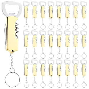 Imagem de Ziliny Abridor de garrafas de 24 peças, chaveiro abridor de cerveja de garrafa de vinho a granel chaveiro de aço inoxidável de 8,3 cm saca-rolhas de aço inoxidável saca-rolhas chave de vinho para bar