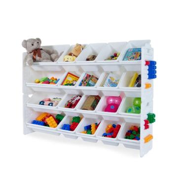 Imagem de Organizador de brinquedos UniPlay com 20 caixas de armazenamento removíveis brancas