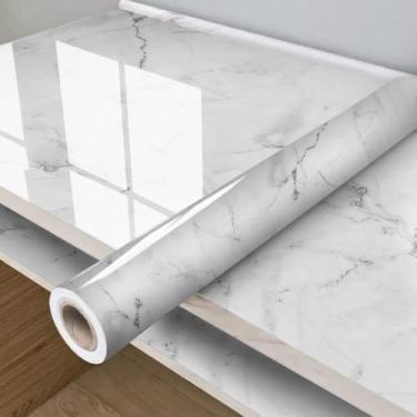 Imagem de Papel De Parede Adesivo impermeável Para Sala Quarto e Cozinha Lavável Auto Colante Vinil (Marmore Marmore Carrara-Rolo 3m)
