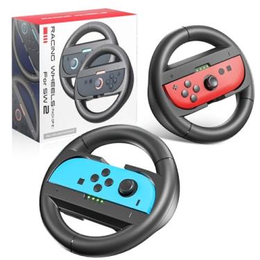 Imagem de TERIOS 2 Pack Switch2 Steering Wheel,Racing Wheels for Mario Kart 8,Family Use Accessories Compatible with Switch2 JoyCon Controllers (SW2-Black)