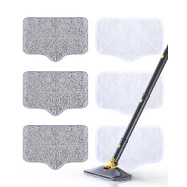 Imagem de ScrubWiz Almofadas De Esfregão A Vapor Laváveis E Reutilizáveis, Pacote Com 6 Peças Reposição, 2 Tipos Materiais, Acessórios Compatíveis Vaporizador Para Limpeza Pisos Carpetes, Branco Cinza