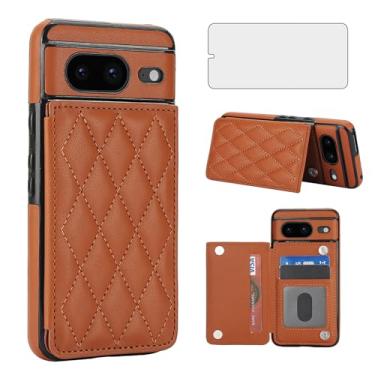 Imagem de Asuwish Capa de celular para Google Pixel 8 5G com protetor de tela de vidro temperado e suporte de cartão de crédito RFID de couro com compartimento para suporte, acessórios robustos para celular