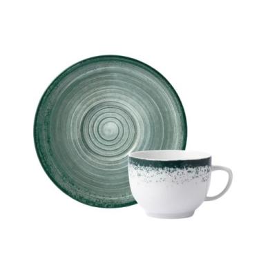 Imagem de Xicara Chá 200ml Com Pires Porcelana Schmidt - Dec. Esfera Verde 2418,