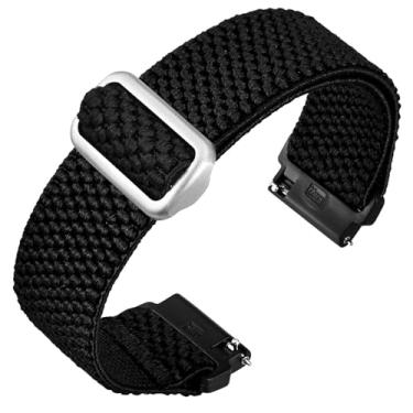 Imagem de ANNEFIT Pulseira de relógio de nylon elástica para homens e mulheres, pulseiras elásticas ajustáveis com liberação rápida, pulseira de substituição de 22 mm (preto)