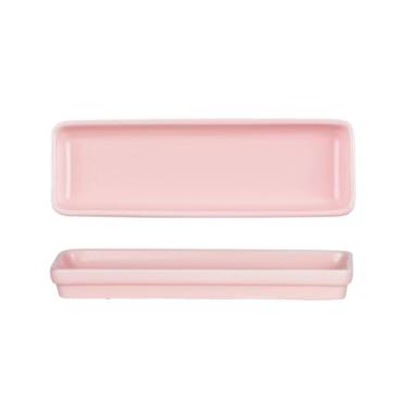 Imagem de Prato doméstico longo de cerâmica retangular prato de lanche de sushi - rosa