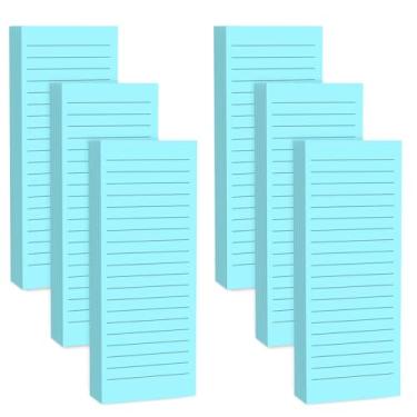 Imagem de Blocos de notas magnéticos para geladeira com ímã completo na parte de trás, 180 folhas de bloco de notas de geladeira com forro azul, 30 folhas por bloco para lista de compras, escritório, casa