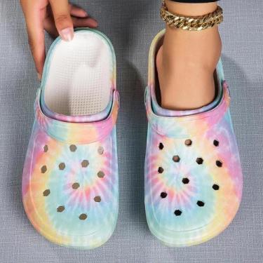 Imagem de Tamancos De Jardim Tie-Dye Para Mulheres, Leves E Antiderrapantes, Sli