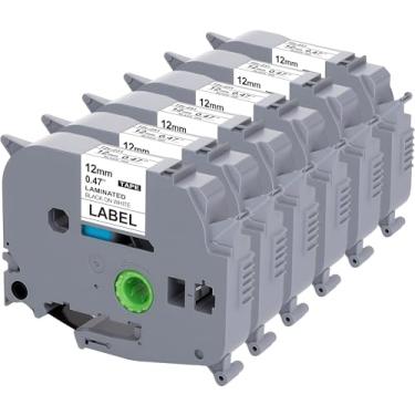 Imagem de Weemay Recargas de etiquetadora de 1,27 cm compatível com fita Brother Tze Tz 12 mm branco laminado 0,47, para cubo de máquina de etiquetar Ptouch PTD210 PTP701BT PTD220 PTH110 PTH110BP PTH111 PTP750W