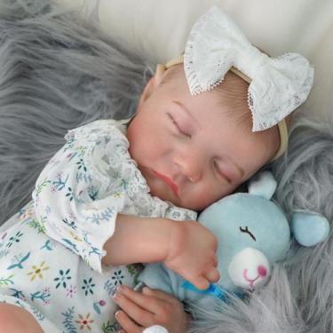 Imagem de Boneca Bebê Reborn Brastoy Realista Silicone 48cm Conjunto de Roupa Ch
