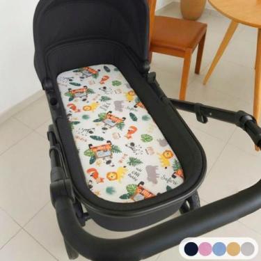 Imagem de Colchão para Carrinho Moises Colchonete Bebê Menino Menina com Capa Re