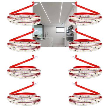 Imagem de Fita de Led SMD 6500K 3 Metros 127V Plug Conector Kit 8 Unidades Fita Dupla Face Gesso Perfil Sanca Recepçao Sala Jardim Comercial Residencial