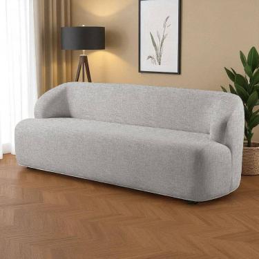 Imagem de Sofá Fixo Noah 3 Lugares Luxo 2,0m Castellar Móbile Linho Cinza