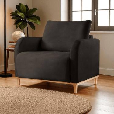 Imagem de Poltrona para Sala de Estar Madeira Maciça Camila Luxo Preto