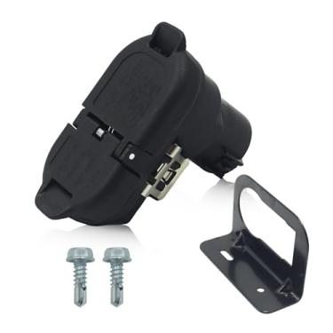 Imagem de SsllZdq 9U5Z-14489-MAA Chicote de fiação de freio de reboque para reboque conectores redondos de 7 pinos/4 pinos planos compatíveis com conector de reboque Ford F150 F250 F350 2009-2023