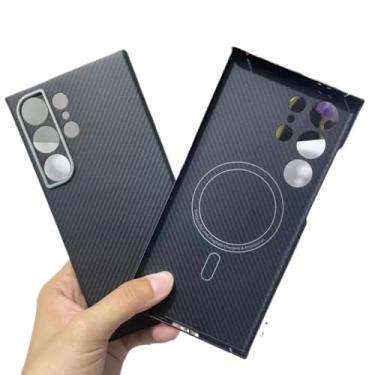 Imagem de Waillynice Capa de fibra de carbono original para Samsung Galaxy S24 Ultra anti-queda com design de capa de fibra de aramida S24ultra (600D (Mag) anel, para S24 Ultra)