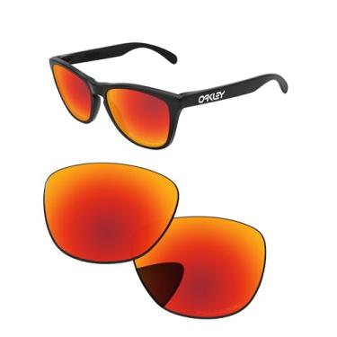 Imagem de PapaViva Lentes de reposição para Oakley Frogskin Range OO9284 55 mm/faixa de pele de sapo ajuste asiático OO9284A Óculos de sol vermelho fogo polarizado