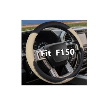 Imagem de OHHMNKK Capa de volante para Ford F150 F250 F350 Couro Antiderrapante Luxo (Bege)