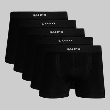 Imagem de Kit 5 Cuecas Lupo Boxer Micromodal Sem Costura 00661, Preto, M