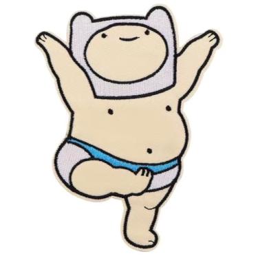Imagem de Finn Underwear Topless Yoga Pose Jake The Dog Come Along with Me Adventure Time Desenho Animado Programa de TV 12 cm Ferro em Bordado para Roupas