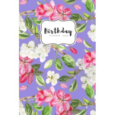 Imagem de Birthday Calendar Book: 4x6 Important Date Notebook Small | Monthly Index Labels | Apple Peach Flower Design Blue-Violet