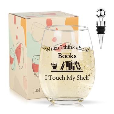Imagem de Presentes para amantes de livros, taça de vinho sem haste de 473 ml, presentes para amantes de livros, presentes para mulheres, presentes para amantes de livros, presentes para mulheres, presentes de