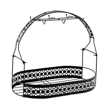 Imagem de Generic Acessórios para escorredor de garrafas, luxuoso, para casa, para 6 xícaras, presente, economia de espaço, para de cozinha, ferro, organizador, Oval Preto