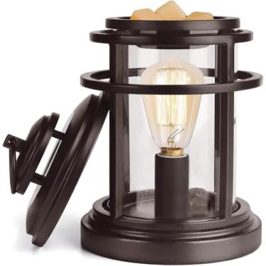 Imagem de SALKING Aquecedor de cera elétrico - aquecedor de cera de metal para cera perfumada, aquecedor de perfume e 2 lâmpadas Edison, derretimento de cera para escritório de decoração de casa, presentes de aniversário para mulheres
