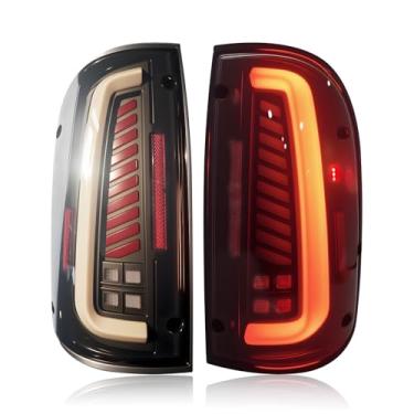 Imagem de Luzes traseiras de LED para Toyota Tacoma 1995-2000 - Conjunto de luz traseira animada com seta dinâmica, luz de freio, luz de ré, lente fumê