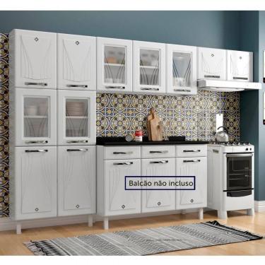 Imagem de Cozinha Compacta 3 Peças 11 Portas com Vidro Star New Telasul Branco