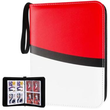 Imagem de Fichário de cartas colecionáveis abzdfty vermelho-branco com capacidad