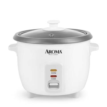 Imagem de Aroma Housewares Panela de arroz Aroma 6 xícaras (cozida) 1,5 litro com um toque, branca (ARC-363NG), 6 xícaras cozidas/3 xícaras cruas/1,5 litros.