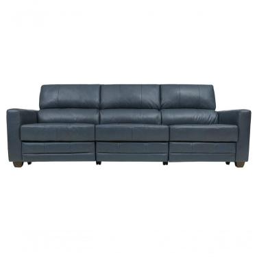 Imagem de Sofá Reclinável Elétrico De Couro Jordânia 3 Lugares Blue Bicolor - Mempra