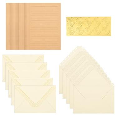 Imagem de BAYTORY Conjunto de 30 peças de papel de papelaria e envelopes, envelopes estéticos A6, kit de escrita de cartas de amor, 20 folhas de papel pautadas + 10 envelopes para convite de aniversário de