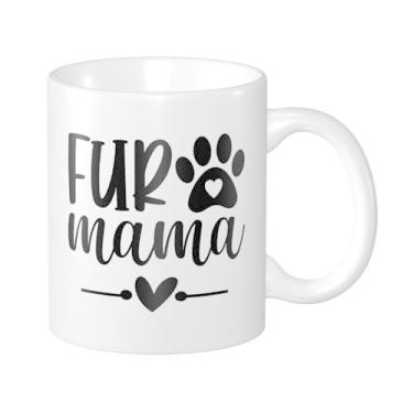 Imagem de Fenmshairy Caneca de café engraçada Fur Mama Paw 325 ml, para mãe de cachorro, presente exclusivo de dia das mães para mulheres amantes de cães, ideias de presente de aniversário de aniversário de