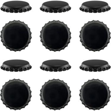Imagem de Garrafas de cerveja coloridas Pry-Off Caps, absorção de oxigênio, Kombucha/Homebrew, padrão dos EUA de 26 mm, selo da coroa/cortiça, sem PVC, pacote com 12 (preto)