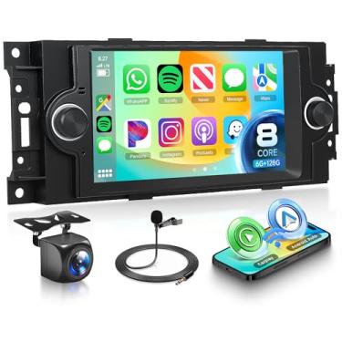 Imagem de Rádio de carro de 8 núcleos 6G + 128G para Jeep Wrangler Chrysler Dodge Commander Patriot Compass 300C com CarPlay sem fio Android Auto, estéreo automotivo de 15,7 cm com GPS WiFi Mirror Link SWC BT