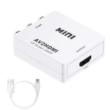 Imagem de HBFQMDJLX Conversor AV para HDMI, adaptador de vídeo 1080p, RCA para HDMI Upscaler com fonte de alimentação USB. É adequado para saída de consoles de jogos/decodificadores/DVDs/VCDS para câmeras