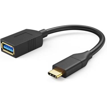 Imagem de Adaptador USB-C para USB 3.0 fêmea 0,15 m, cabo USB 3.1 geração 1 tipo C para tipo A OTG, cabo adaptador USB para USB C para laptop, Galaxy S22, S22 Ultra, Surface Go, preto