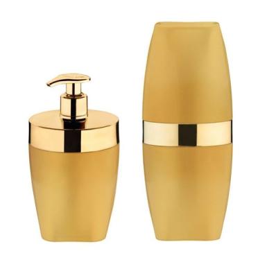 Imagem de Kit Dispenser Porta Sabonete Líquido Suporte Escova Dente Creme Dental